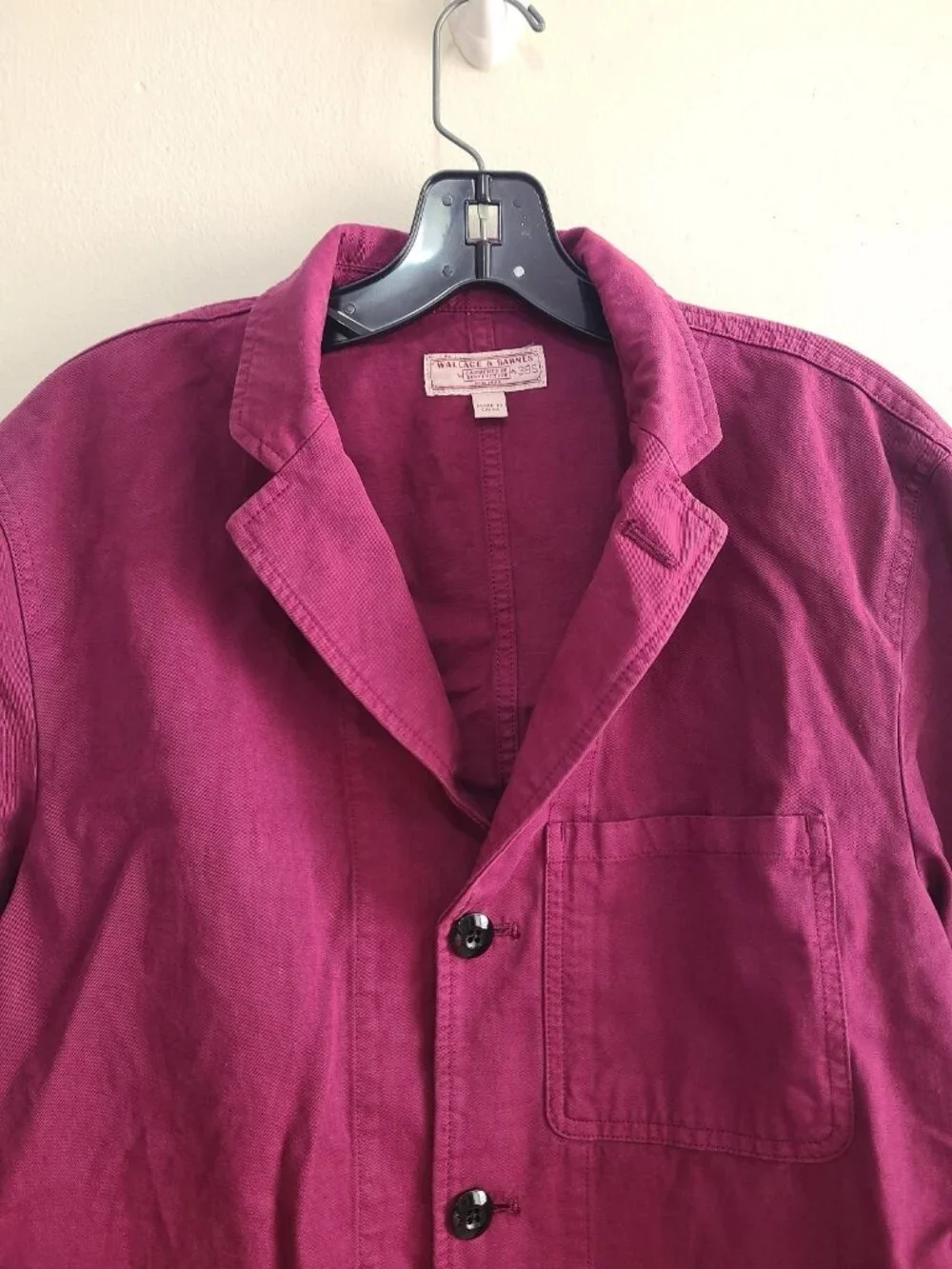 Wallace & Barnes Mens 38S Cotton Linen Chore Blazer Jacket Magenta Utility